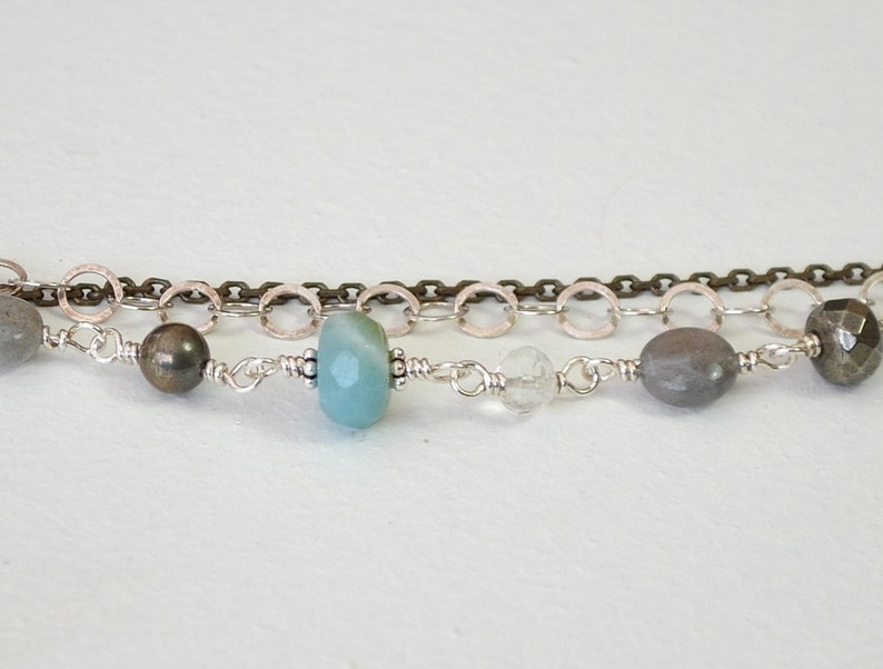 Amazonite Bracelet Multistrand Gemstone Bracelet Labradorite Bracelet