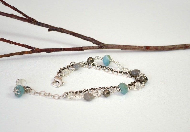 Amazonite Bracelet Multistrand Gemstone Bracelet Labradorite Bracelet
