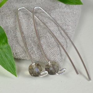 Smoky Quartz Earrings, Long Earrings, Sterling Silver Threader Earrings image 3