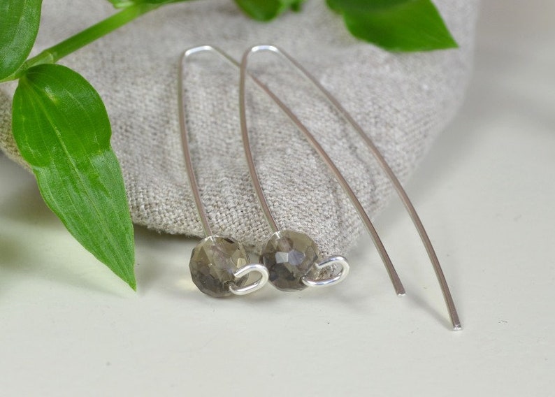 Smoky Quartz Earrings, Long Earrings, Sterling Silver Threader Earrings image 8