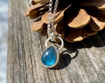 Blue Labradorite Necklace, Reversible Necklace, Mountain Necklace, OOAK Silversmith Necklace