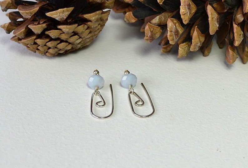 Sterling Silver Earring Artisan Earrings Aquamarine Earrings