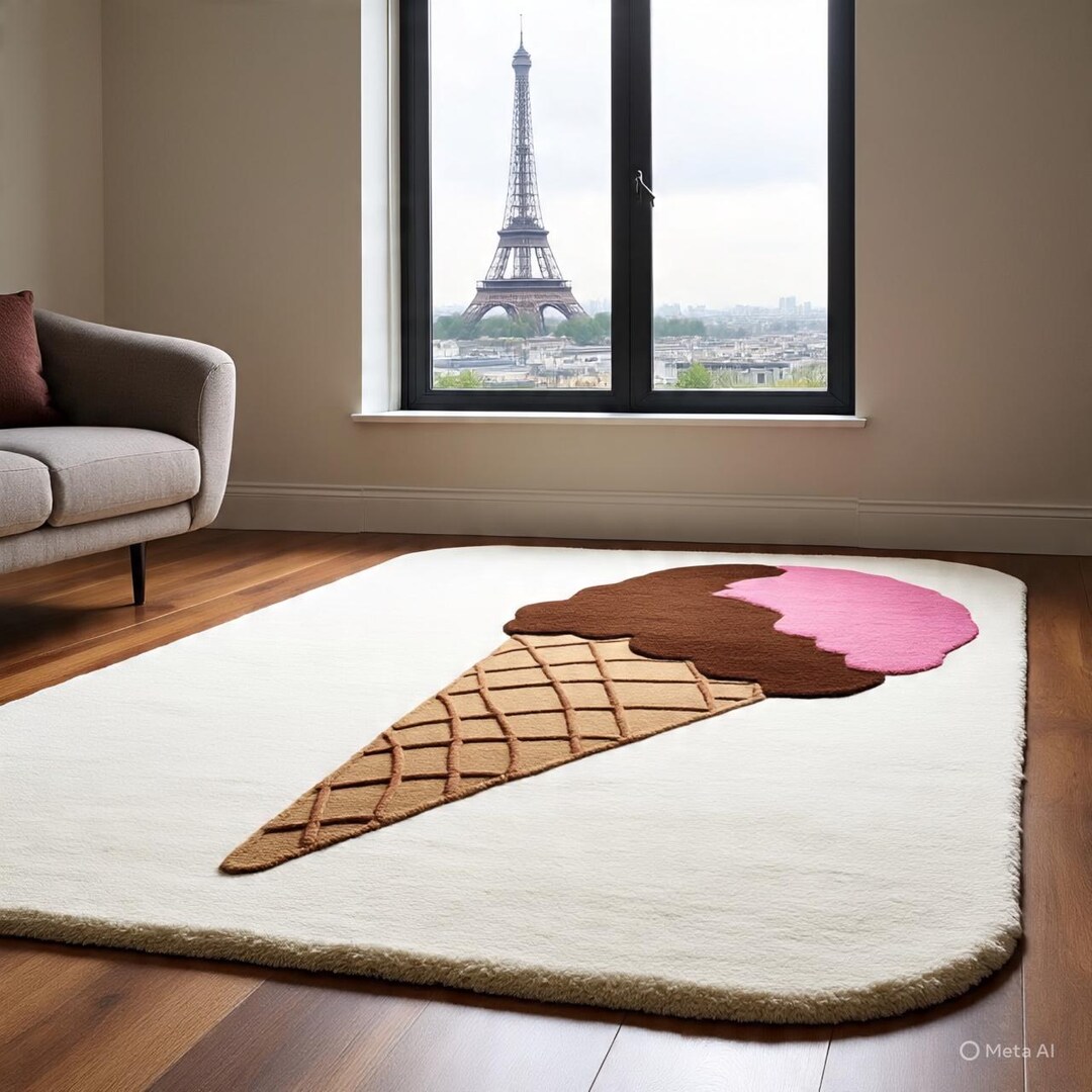 Ice Cream Rug Pattern Ice Cream Rug, Cute Kids Room Rug, Dessert Theme Area Rug, Hand Tufted ...