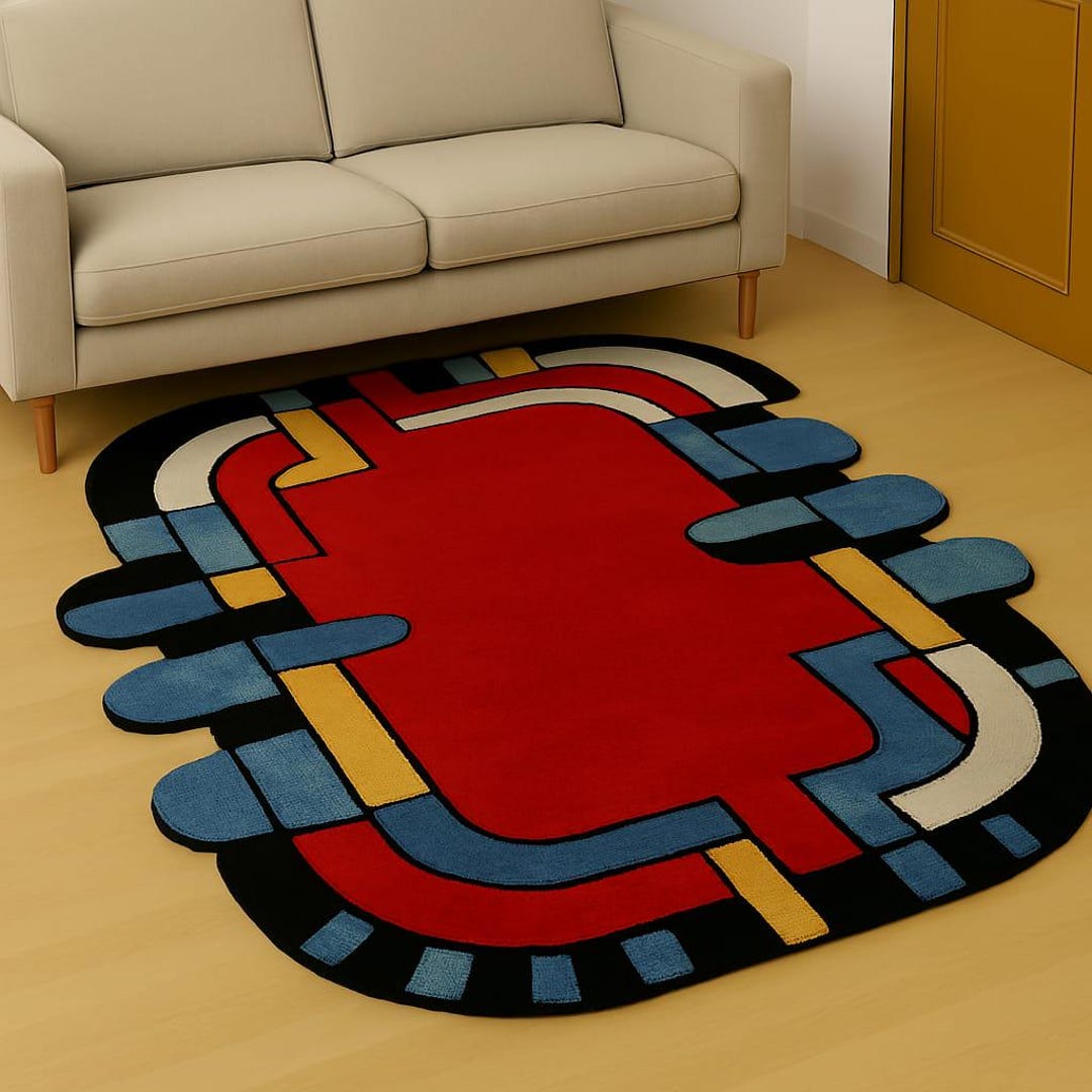 Colorful Rug Design Colorful Retro Design Hand -tufted Rug for Living Room Bedroom - Etsy