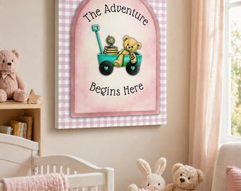 The Adventure Begins Here-doek teddybeerkamer, uitgerekt mat 1,25"