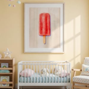 Watercolor Red Popsicle Poster | Cute Nursery Wall Art | Kids Playroom Decor | Summer Ice Pop Print | Minimalist Children’s Bedroom Ar