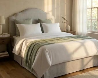 Denim Blue Stripted Headboard With White Bias – Classic Bedroom Furniture