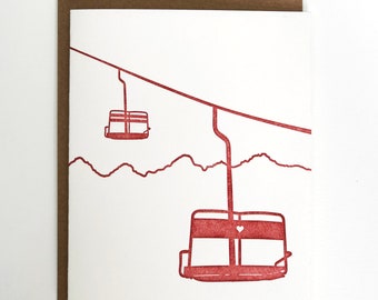 Ski Lift Love | Letterpress Ski Card