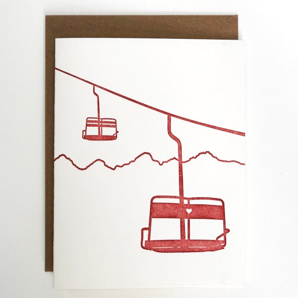 Ski Lift Love | Letterpress Ski Card