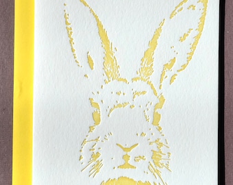 Lapin de Pâques | Carte typographique jaune