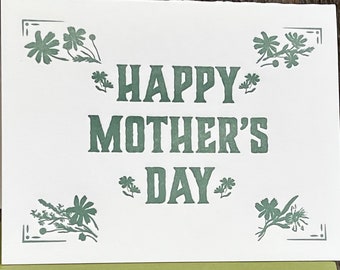 Mother's Day Letterpress Card | Green Flower Frame