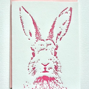 Pink Easter Bunny Letterpress Card
