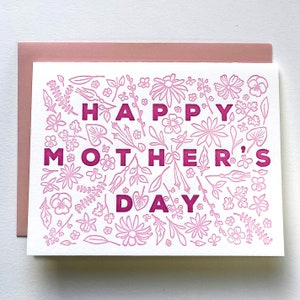 Mother's Day Letterpress Card | Pink Flowers