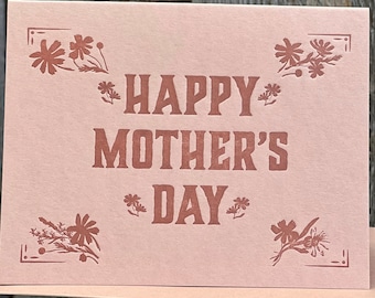 Mother's Day Letterpress Card | Green Flower Frame