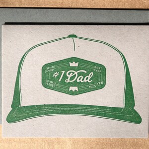 Trucker Hat Dad Card | Green Letterpress Father&#39;s Day Card