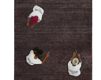 Hand-Knotted Dark Brown Wool Rug: Minimalist Gabbeh Style