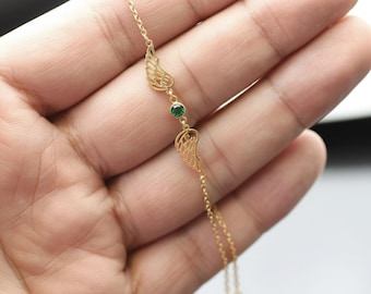 925 Sılver Loss of Baby Bracelet;Birthstone Bracelet, Forever in my heart,christmas gift, Baby Memorial Bracelet,Angel Wing Bracelet