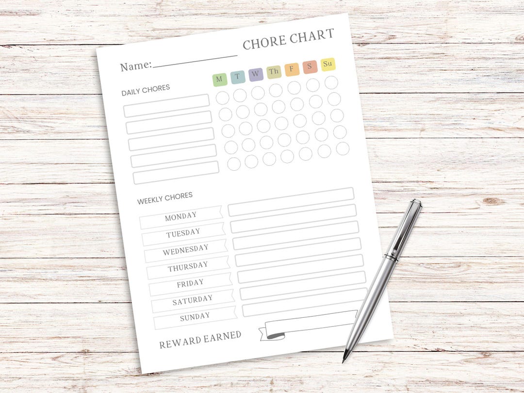 Chore Chart Printable - Etsy