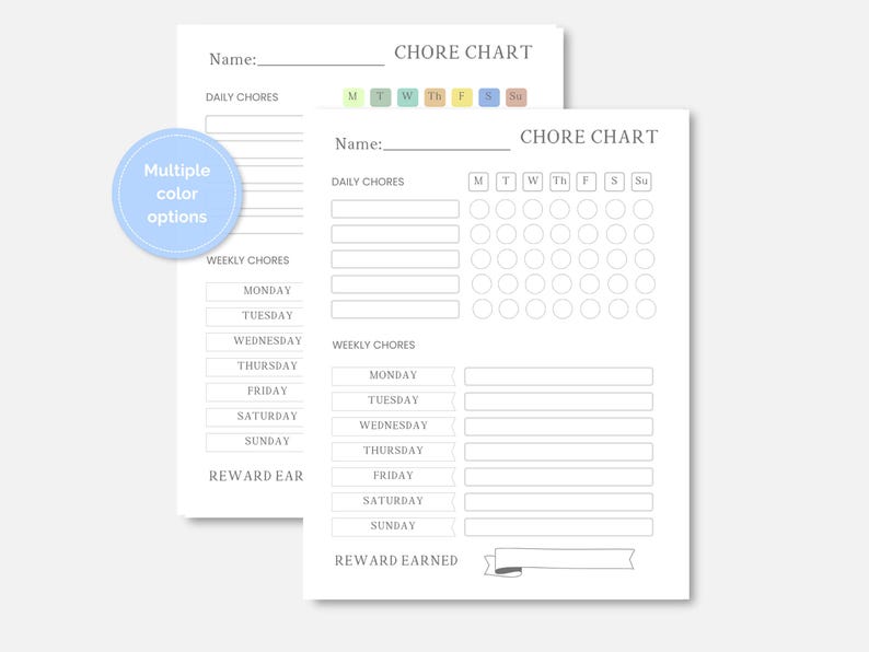 Chore Chart Printable - Etsy