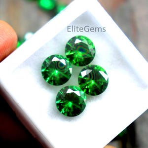 7mm Pair Of Faceted Round Cut Natural Green Emerald Loose Gemstone CGI Certified Emerald Green Stone Earrings Size, 2Piece(s) Emerald Stone