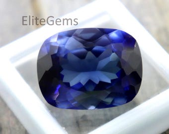 Coussin de pierres précieuses de couleur bleue tanzanite en vrac certifié sans défaut naturel 24 carats taillé pierre à facettes extraite de tanzanite en vrac AAA fabrication de bijoux en pierre