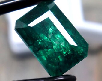 42.2CT Natural Green Emerald Loose Emerald Cut Stone Certified Emerald Faceted Real Gemstone Best For Jewelry Making Custom Jewelry Emerald