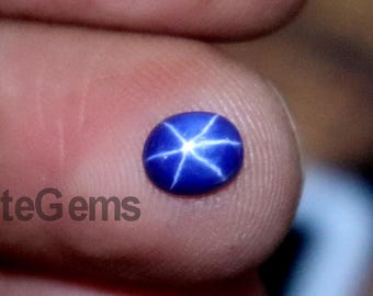Preciosa gema suelta de zafiro azul estrella natural, talla ovalada AAA+, zafiro extraído, cabujón de 1 quilates, piedra preciosa sin calentar certificada, 6,2 x 5 mm