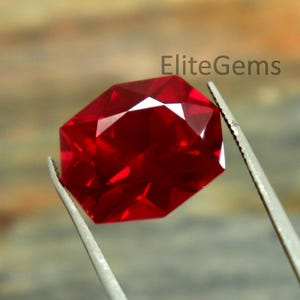 12.5CT Faceted Octagon Cut Red Ruby Loose Gemstone Natural Red Ruby From Burma Ruby Certified Real Ruby Ring Size Necklace Size Ruby Jewelry