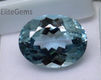 14.7ct Mined Faceted Light Blue Aquamarine Certified Gemstone Loose Oval Shape Earth Mined Aquamarine Gem Best Quality Gemstone For Jewelry