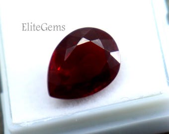 7Ct Genuine Rich Red Garnet Loose Gemstone Faceted Pear Shape CGI Certified Red Garnet Natural Rich Red Garnet Gemstone Jewelry Making