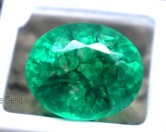 Big Size 18ct Flawless Green Emerald Faceted 10ct Oval Cut Loose Gemstone Certified Top Quality Emerald-Ring & Jewelry Making, Gift Purpose