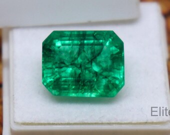 8ct Pure Green Emerald Loose Emerald Cut Stone CGI Certified Emerald Faceted Real Gemstone Best For Jewelry Making ,Custom Jewelry Emerald