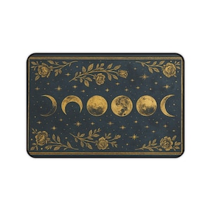Celestial Desk Mat, Moon Phases & Floral Design, Astrology Gifts, Workspace Decor, Lunar Aesthetics, Office Accessories, Home Office