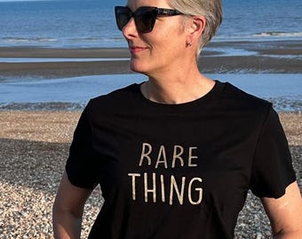 Rare Thing Organic Cotton Slogan Tee – Empowering Statement, Ethically Made UK