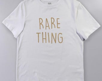 Rare Thing Organic Cotton Slogan Tee – Hand-Drawn UK Print, Limited Edition