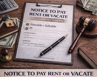 Eviction Notice Form – Notice to Vacate, Rent Demand Letter (Editable, Printable)
