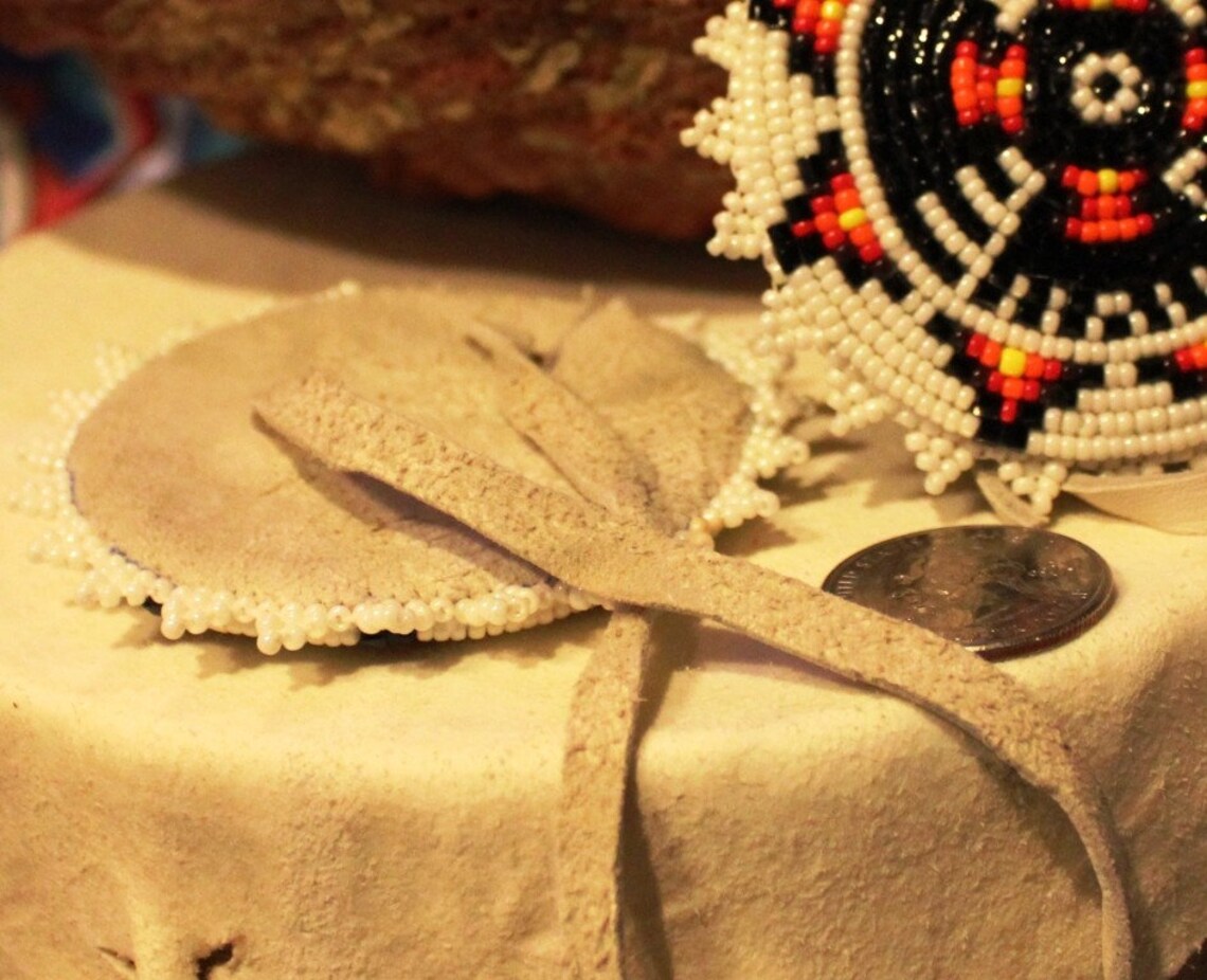 Native American beaded hair ties medallion thunderbird | Etsy