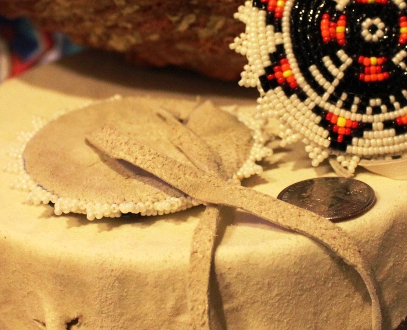 Native American beaded hair ties medallion thunderbird | Etsy