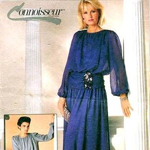 Simplicity 7211 Sewing Pattern - Misses' Vintage Evening Dress with Camisole, Hip yoke, Draped bias Hip Belt - Connoisseur Collection UNCUT