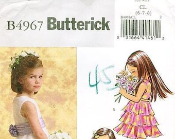 Butterick B4967 Sewing Pattern - Pick Your Size - Child/Girls' Lined, Sleeveless, Length Variation, Dress has Cummerbund, See Variation