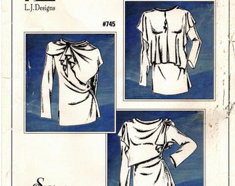 Sz XXs Thru XXL- L. J. Designs -  WOW! Tunic #745 - Misses' Tunic in Two Lengths, Three Collar Variations and Two Lengths - L. J. Designs