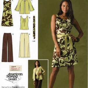 Sz 10 Thru 18 - Einfachheits-2938 Schnittmuster - Damen Kleid oder Oberteil, Hose in 2 Längen, Rock und Krawatte Gürtel - Einfachheits-Schnittmuster 2938
