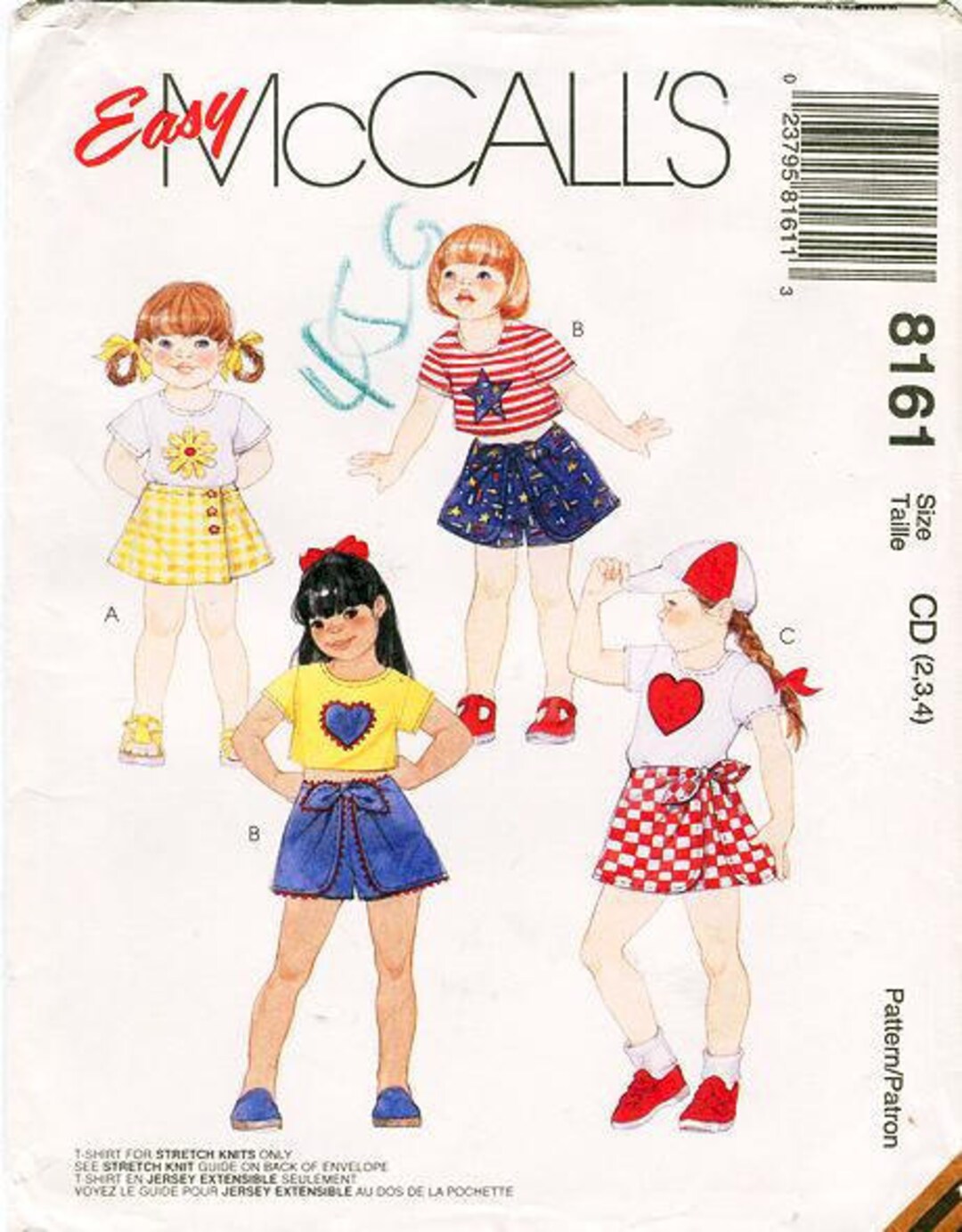 Mccall's 8161 Sewing Pattern - Size 2 Thru 4 - Vintage Children's T ...