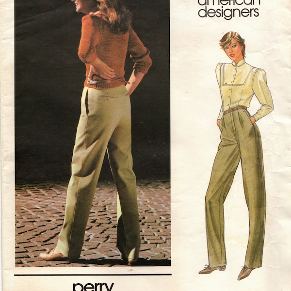 Sz 8 - VTG Vogue American Designer - Perry Ellis 2677 - Misses' Proportioned Pants, Front zipper, side Pockets, Back Pockets - Vogue Pattern