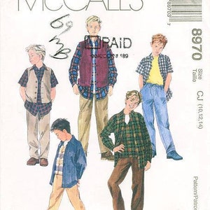 McCall&#39;s 8970 Sewing Pattern - Size 10 Thru 14 - Children&#39;s/ Boy&#39;s Wardrobe Lined Vest, Shirt, and Pull-On Pants - McCall&#39;s Pattern