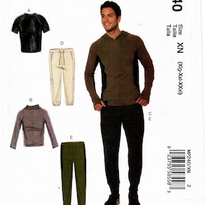 Sz Xlg Thru XXxl - McCalls&#39; MP240 Men&#39;s Pullover Tops has Raglan Sleeves, Hood (optional) Neck Variations and Pants - McCalls&#39; Pattern