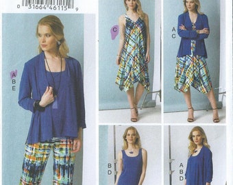 Sz 6 Thru 14 - Vogue Five Easy Pieces Sewing Pattern V9117 - Misses'  Cardigan, Top, Dress, Skirt and Pants - Vogue Pattern
