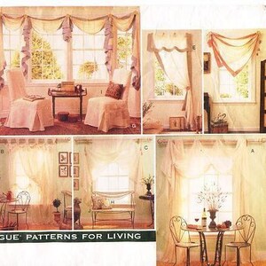Vogue 1596 Sewing Pattern - Window Treatments - Curtains, Valance and Swag - Out of Print Uncut