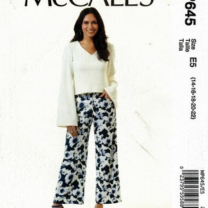 Sz 14 Thru 22 - McCall's Pattern MP645/M7445 - Misses' Long Sleeve Pullover Top, Cropped Wide Leg Pants - McCall's Pattern