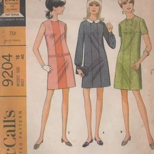 McCall&#39;s 9204 Vintage Sewing Pattern - Size 18 - Misses&#39; Dress in 3 Versions - CUT - Sewing Pattern
